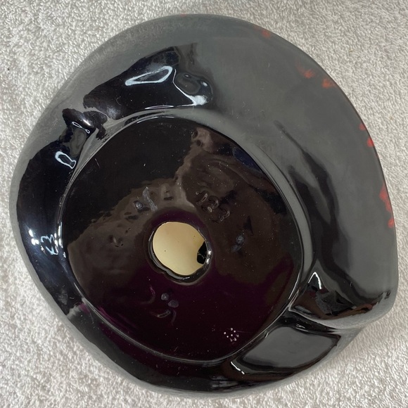 Vintage Handmade Red Black Painted Ceramic Ashtray Trinket Dish Art Decor - Picture 13 of 14